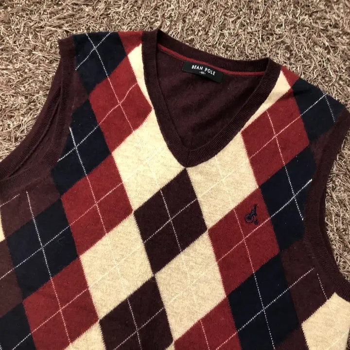 [BUNJANG] Beanpole Argyle Wool Check Knit Vest / 100 빈폴 아가일 울 체크 니트 조끼 베스트
