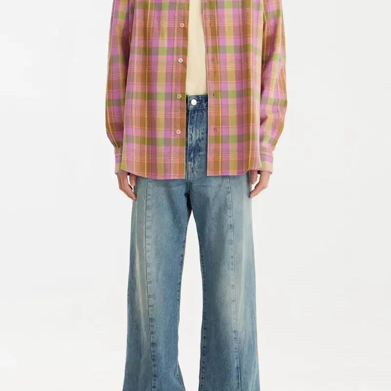 [BUNJANG] SUNFLOWER Pink Check Button Down Shirt / SUNFLOWER Button Down Shirt-Pink Check L