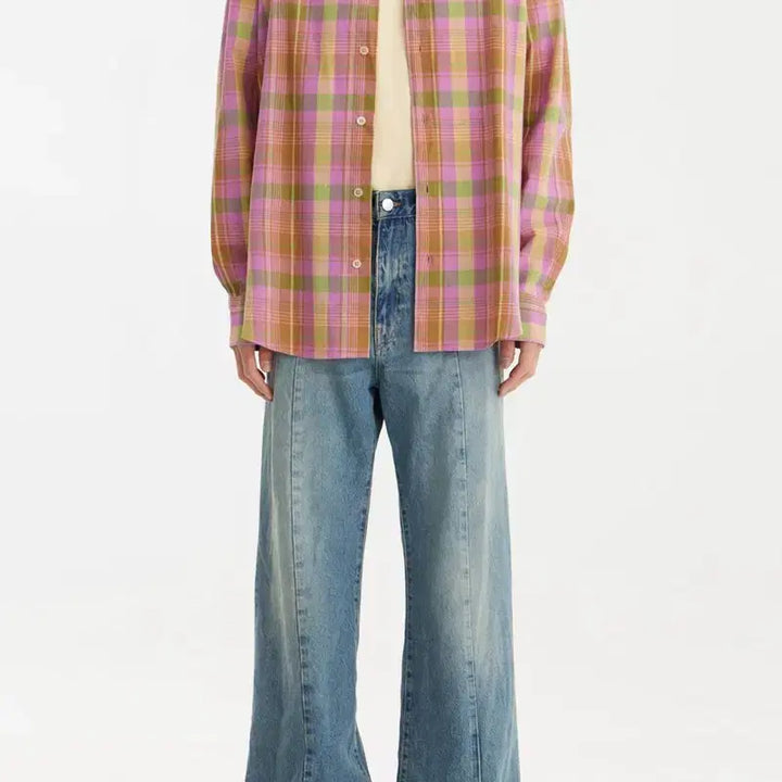 [BUNJANG] SUNFLOWER Pink Check Button Down Shirt / SUNFLOWER Button Down Shirt-Pink Check L