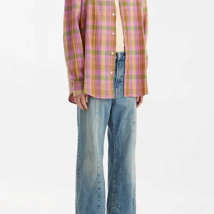 [BUNJANG] SUNFLOWER Pink Check Button Down Shirt / SUNFLOWER Button Down Shirt-Pink Check L