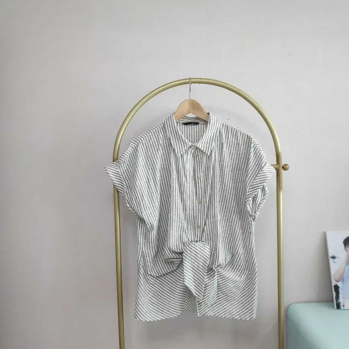 [BUNJANG] Zara Striped Tie Blouse Shirt / 자라 스트라이프 매듭 셔츠 블라우스