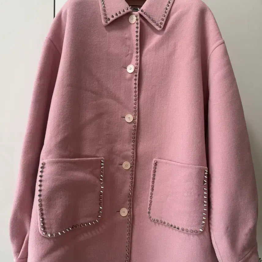 [BUNJANG] Miu Miu Pink Studded Cropped Jacket / 미우미우 핑크 자켓