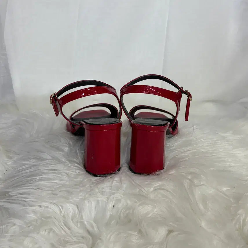 [BUNJANG] SODA New Normal Red Patent Ankle Strap Sandals / 뉴 노멀 바이 소다 레드 페이턴트 앵클 스트랩 샌들