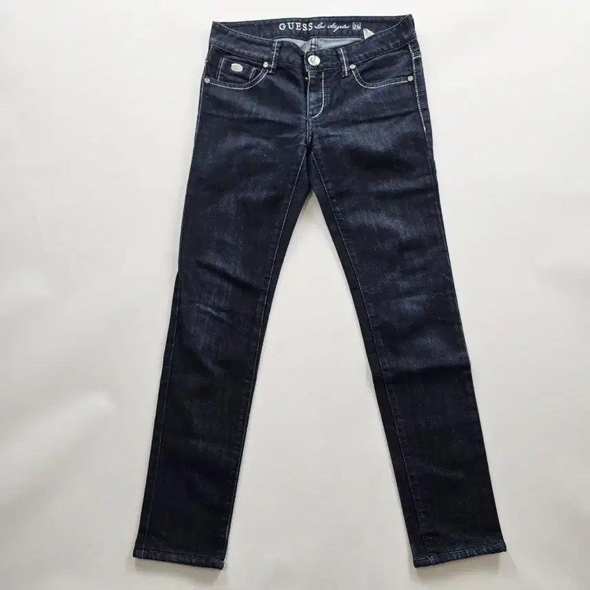 [BUNJANG] Guess Cropped Skinny Jeans Cubic Logo Denim Size 26 / 게스 청바지 약스판 진청 큐빅 데님 사이즈26 R5436