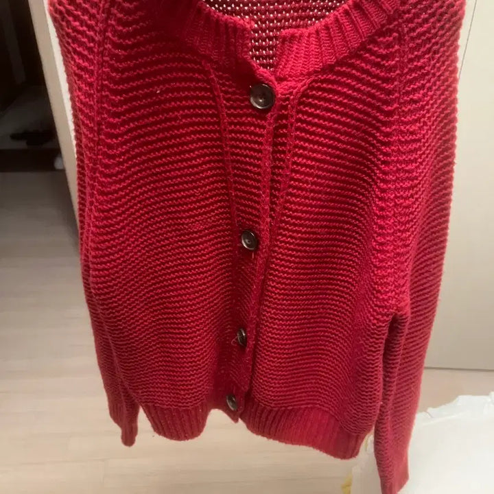 [BUNJANG] Red Knit Cardigan / 레드 니트 가디건