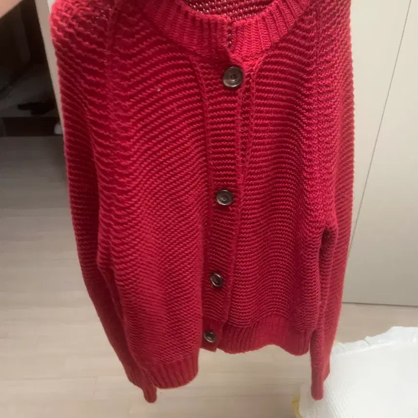 [BUNJANG] Red Knit Cardigan / 레드 니트 가디건