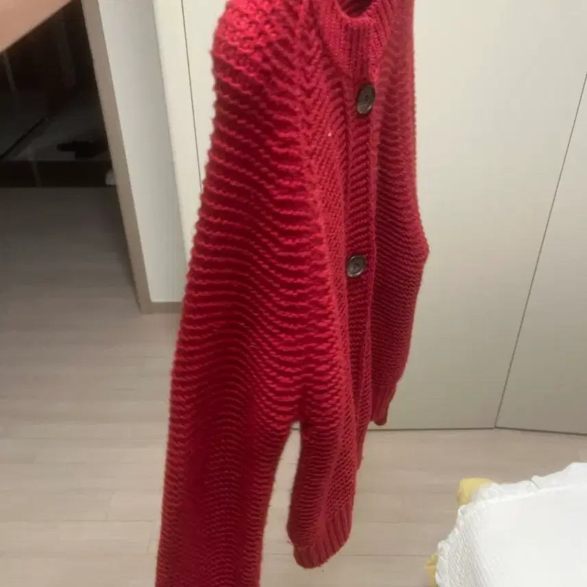 [BUNJANG] Red Knit Cardigan / 레드 니트 가디건