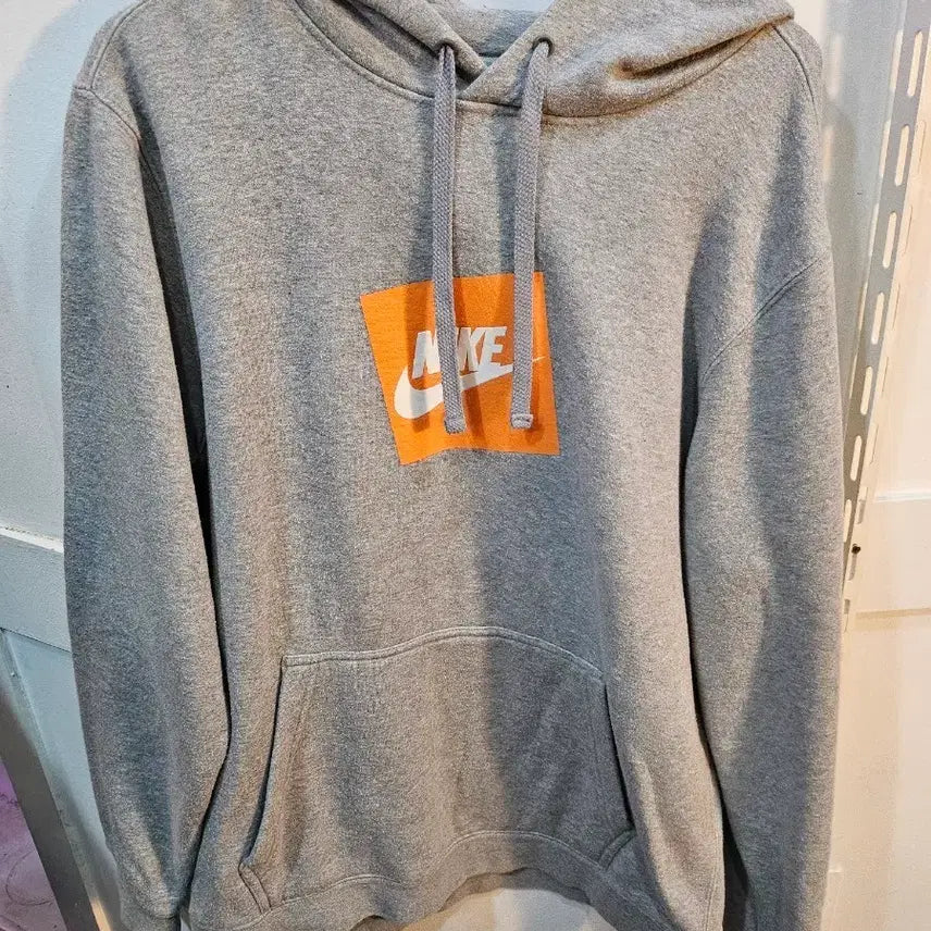 [BUNJANG] Nike Box Logo Hoodie Grey L / <만원빈티지>나이키 박스 로고 후드티 회색