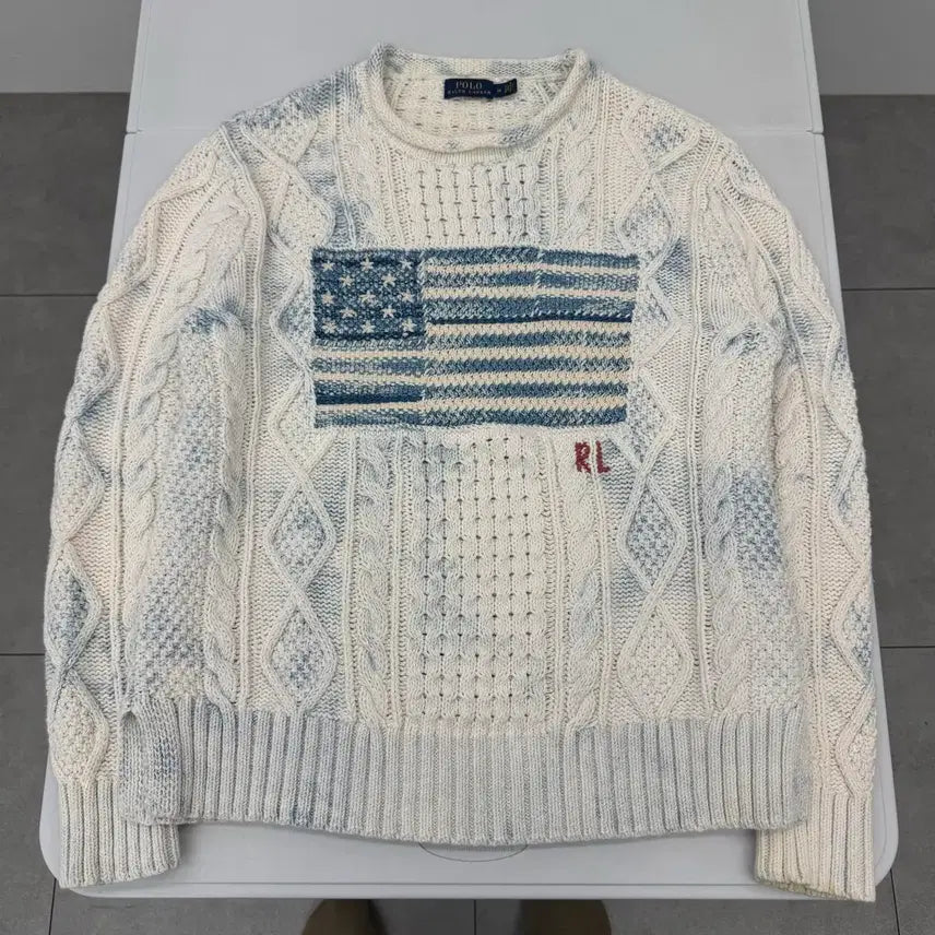 [BUNJANG] Polo Ralph Lauren American Flag Knit Sweater / 폴로 성조기 니트