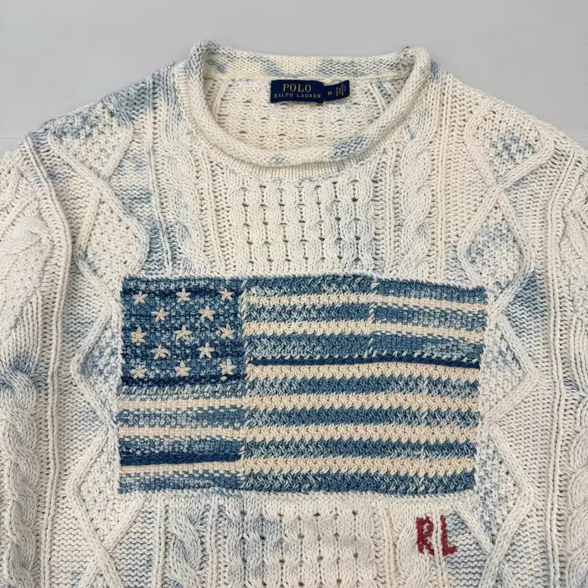 [BUNJANG] Polo Ralph Lauren American Flag Knit Sweater / 폴로 성조기 니트