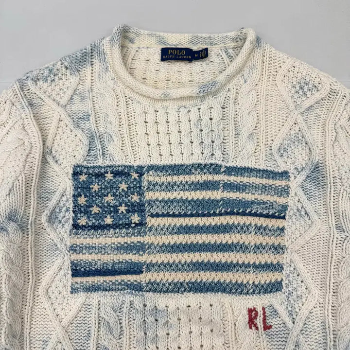 [BUNJANG] Polo Ralph Lauren American Flag Knit Sweater / 폴로 성조기 니트