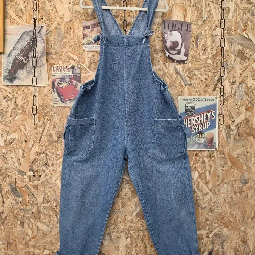 [BUNJANG] Light Wash Denim Overalls Free Size / Lovely 청 데님 멜빵 바지 F