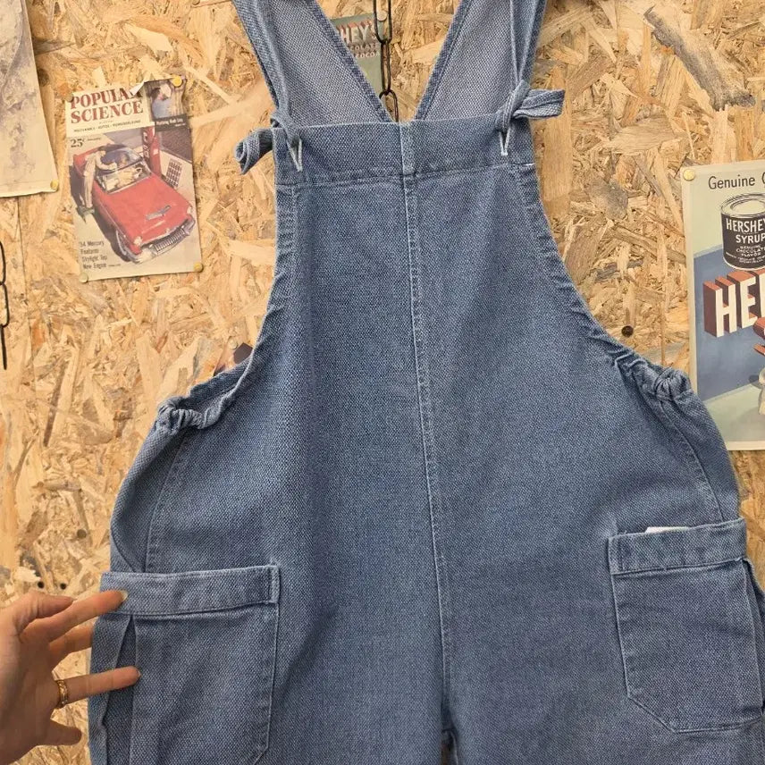 [BUNJANG] Light Wash Denim Overalls Free Size / Lovely 청 데님 멜빵 바지 F