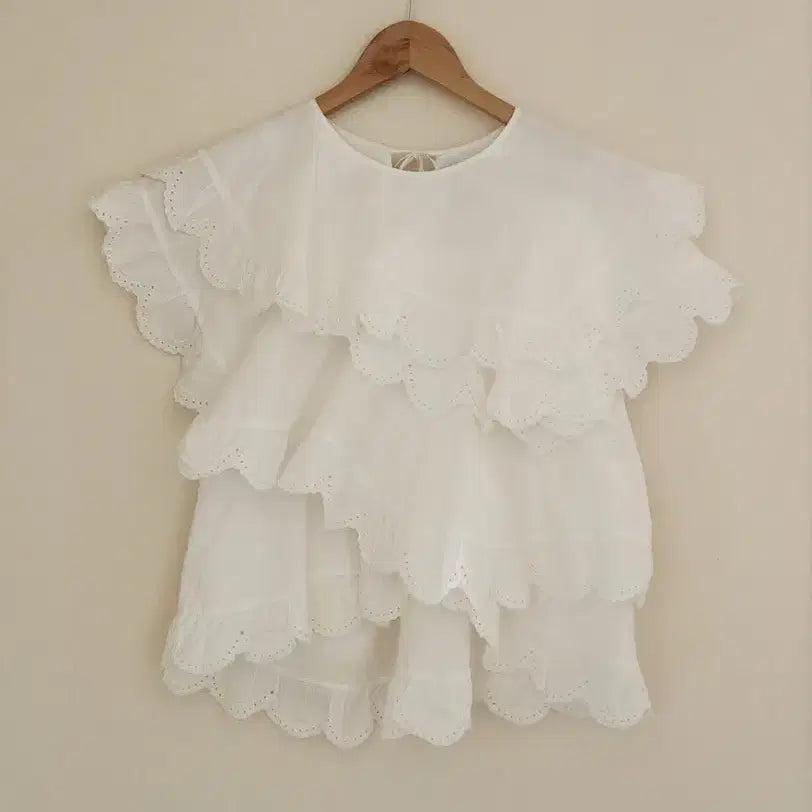 [BUNJANG] Isabel Marant Frilled Lace Short Sleeve Blouse (Size 38) / 거의새옷)이자벨마랑  프릴레이스 반팔블라우스(38)