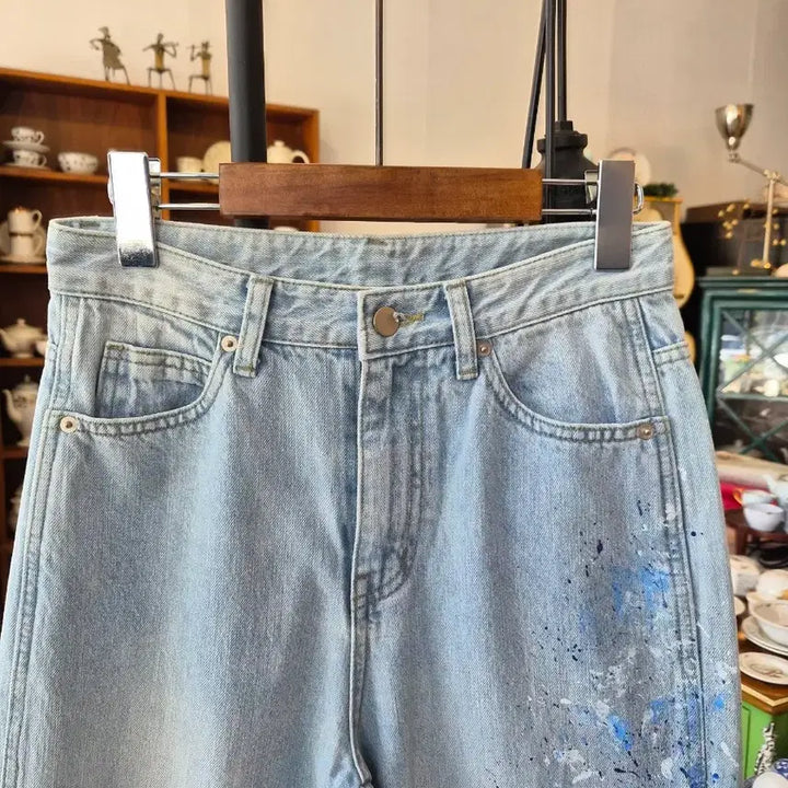 [BUNJANG] Painting Denim Jeans Light Blue / 페인팅 데님 청바지 라이트블루