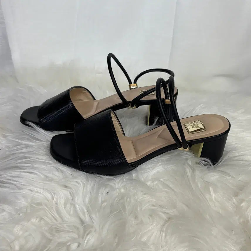 [BUNJANG] Gose Black Two-Way Strap Sandals (23cm, 5cm Heel) / 고세 블랙 투웨이 스트랩 샌들