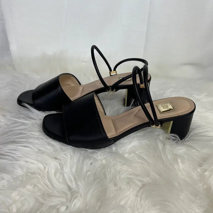 [BUNJANG] Gose Black Two-Way Strap Sandals (23cm, 5cm Heel) / 고세 블랙 투웨이 스트랩 샌들