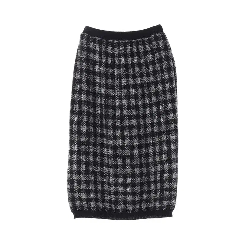[BUNJANG] Wool Blend Check Long Skirt (Women&