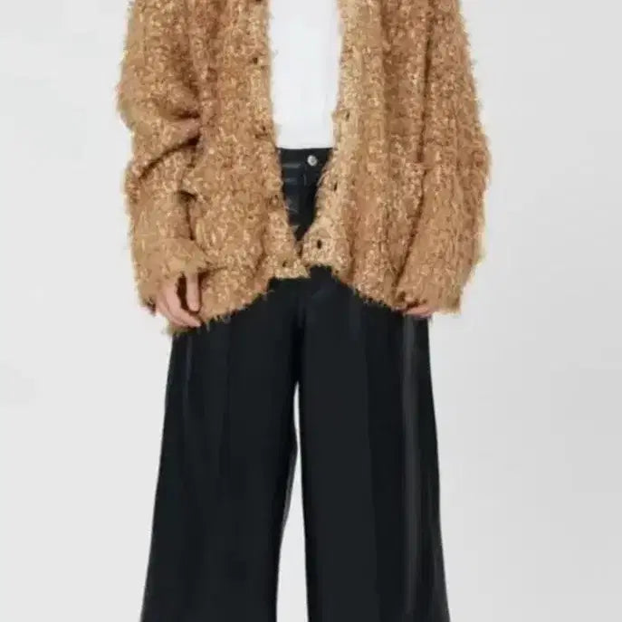 [BUNJANG] Moonsun Unisex Two-tone Hairy Oversized Cardigan / moonsun 유니섹스 투톤 헤어리 오버사이즈가디건