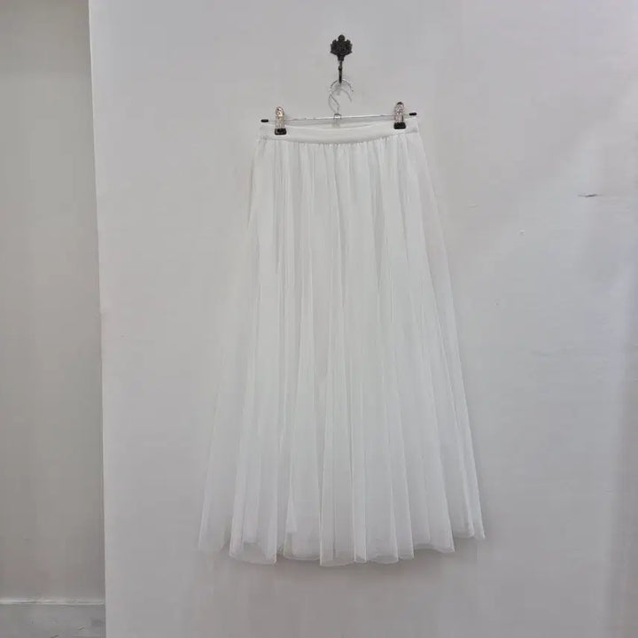[BUNJANG] White Lace Double Layered Tulle Long Skirt / 레이스 두겹 풍성한 화이트 롱 튤 스커트