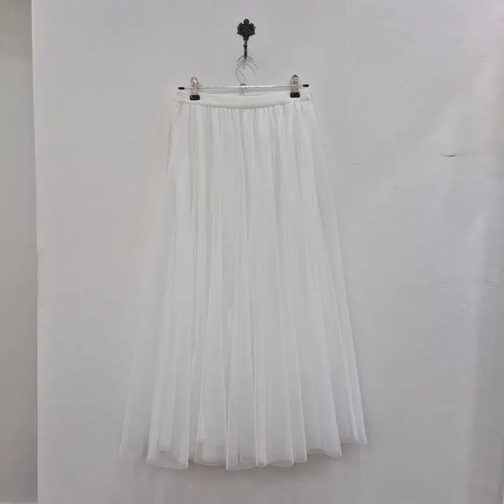 [BUNJANG] White Lace Double Layered Tulle Long Skirt / 레이스 두겹 풍성한 화이트 롱 튤 스커트