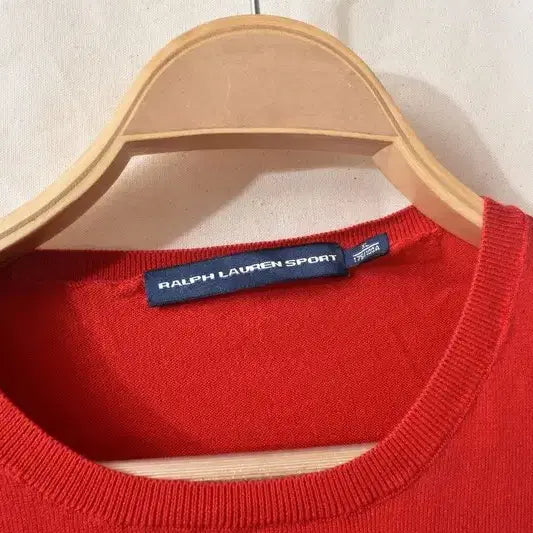 [BUNJANG] Polo Ralph Lauren Crest Embroidered Cotton Knit Sweater Red / 폴로 랄프로렌 와펜 니트 M0445