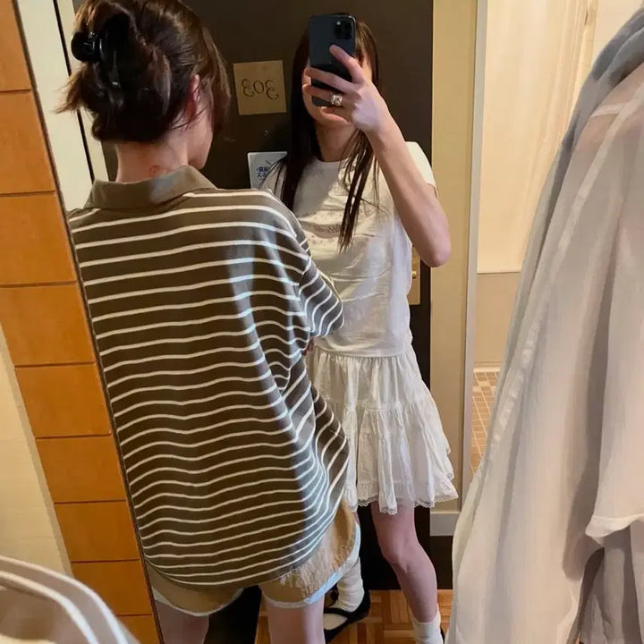 [BUNJANG] Ribbonbit Candle PK Stripe Shirt / 리본빛 캔들 pk 스트라이프 셔츠