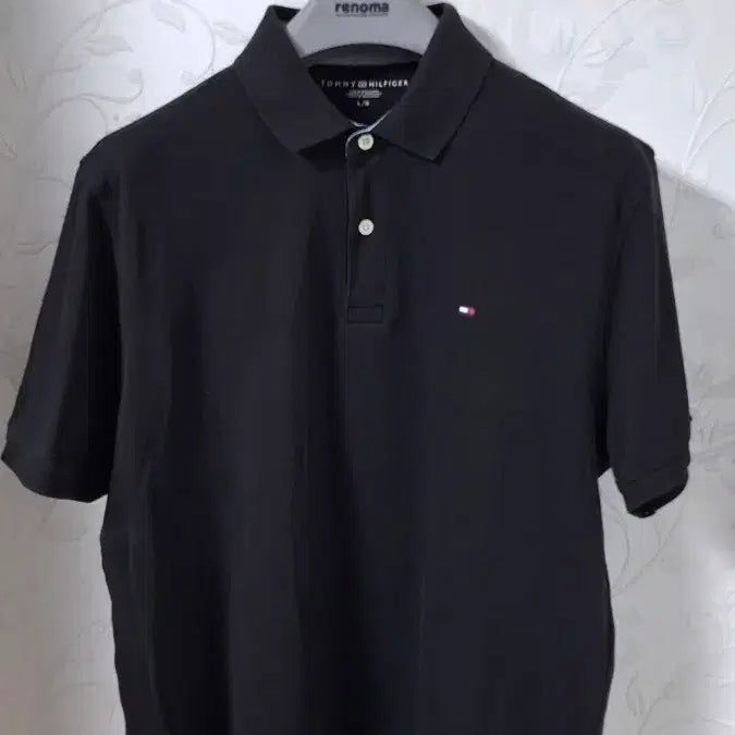 [BUNJANG] Tommy Hilfiger Ribbed Polo Shirt Deep Black / 타미힐피거 리브조직 폴로티셔츠 100~105 22년식 초A급 딥블랙