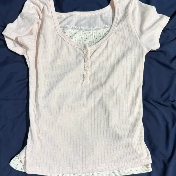 [BUNJANG] Lace Short Sleeve T-Shirt / 레이스 반팔 티셔츠