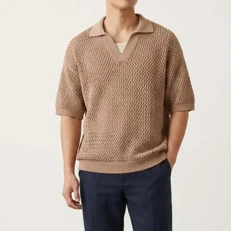 [BUNJANG] Zara Oversized Fit Collar Knit Short Sleeve T-shirt / [100]자라 오버핏 반팔 카라 니트