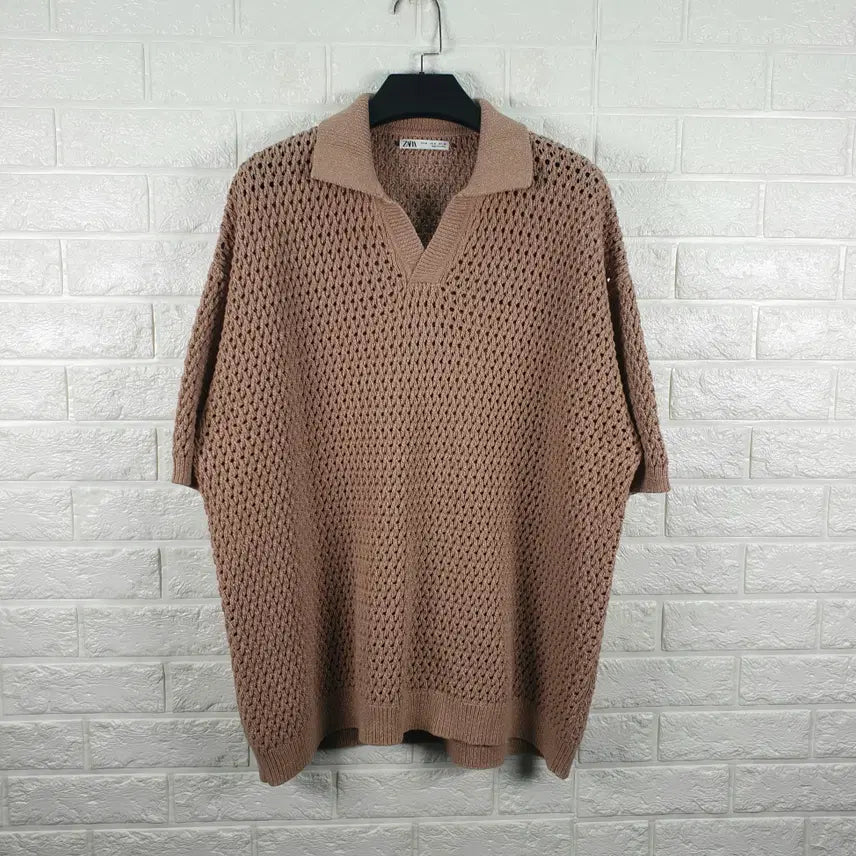 [BUNJANG] Zara Oversized Fit Collar Knit Short Sleeve T-shirt / [100]자라 오버핏 반팔 카라 니트