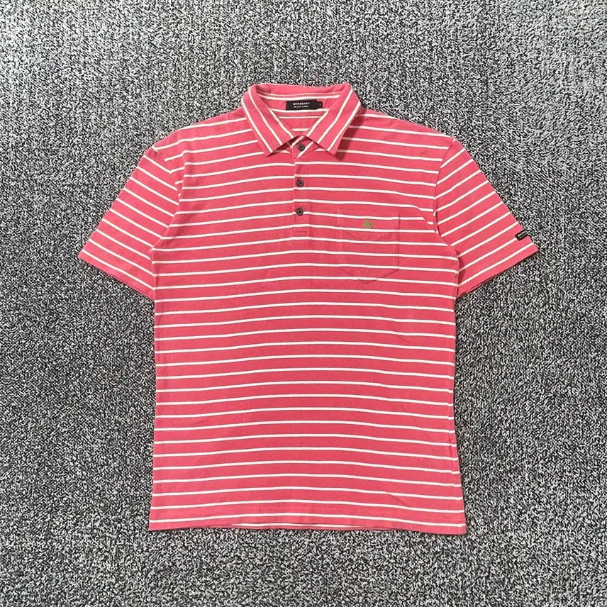 [BUNJANG] Burberry Black Label Striped Short Sleeve Polo Shirt / 빈티지9. 버버리 블랙라벨 스트라이프 폴로셔츠 반팔 티셔츠 피케 카라