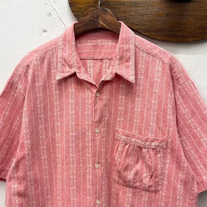 [BUNJANG] More Than You Japan Geometric Pattern Short Sleeve Shirt / L) Japan Geometric Pattern Short Sleeve