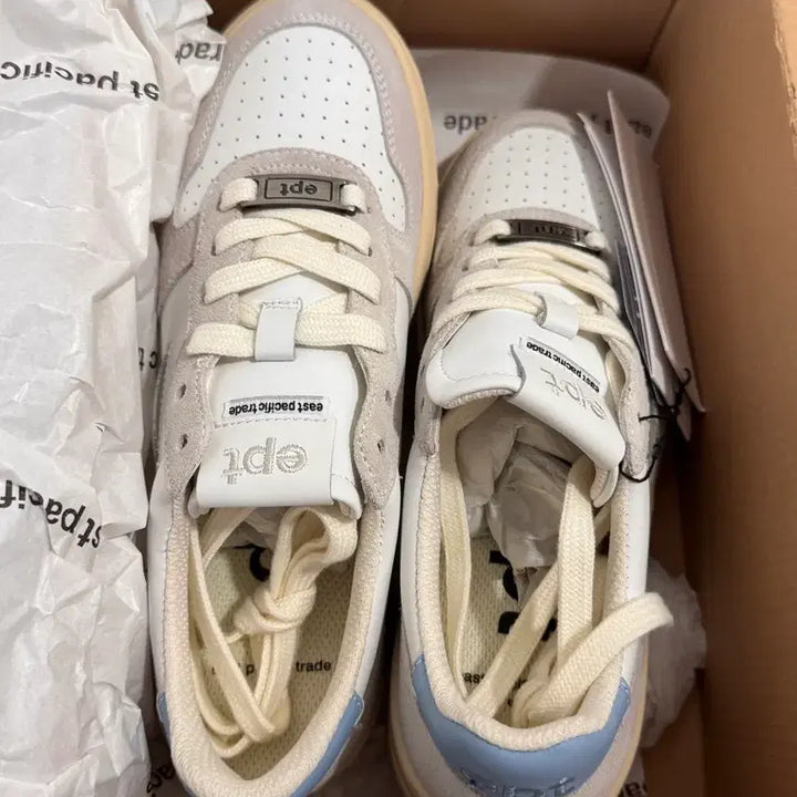 [BUNJANG] EPT White/Blue Leather Sneakers / EPT 이피티 스니커즈 화이트/블루 새상품
