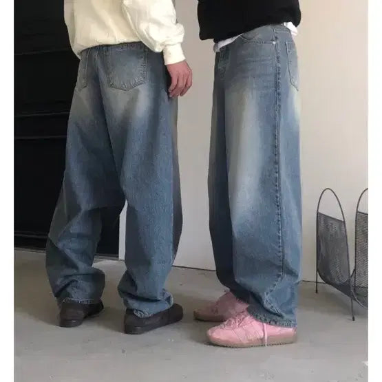 [BUNJANG] Vague Washing Wide Denim Pants (S) / 베이그(vague) 워싱 와이드 데님 팬츠(s)