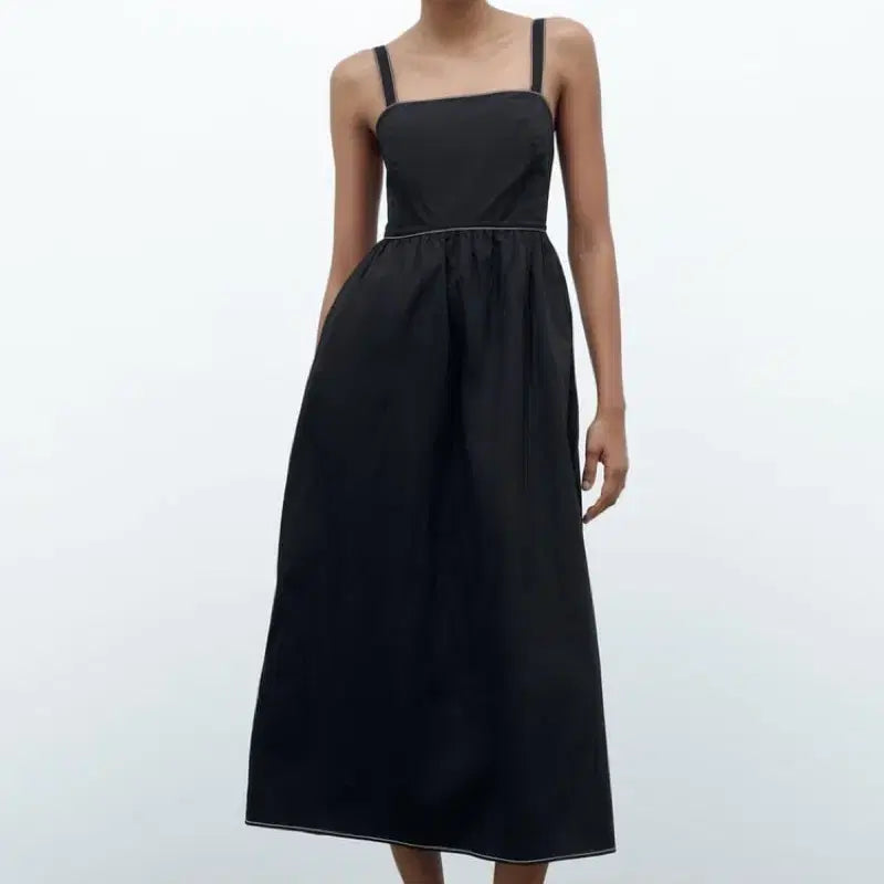 [BUNJANG] Zara Black Contrast Midi Dress / Zara 자라 블랙 콘트라스트 미디 원피스 S