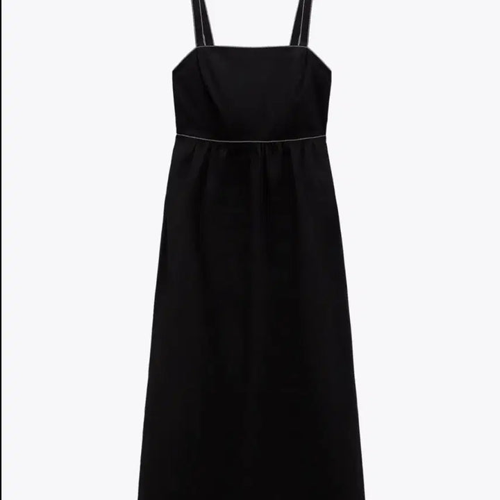 [BUNJANG] Zara Black Contrast Midi Dress / Zara 자라 블랙 콘트라스트 미디 원피스 S