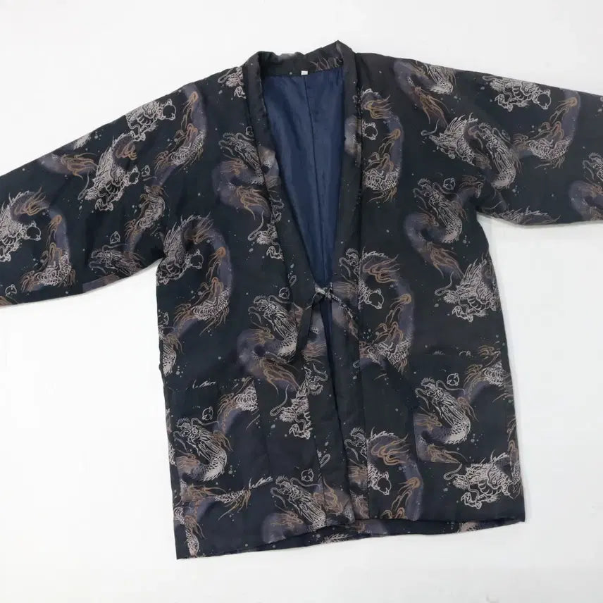 [BUNJANG] Vintage Oriental Dragon All-Over Pattern Haori Jacket / 빈티지 오리엔탈 드래곤 올오버 패턴 하오리 자켓 (M-L)