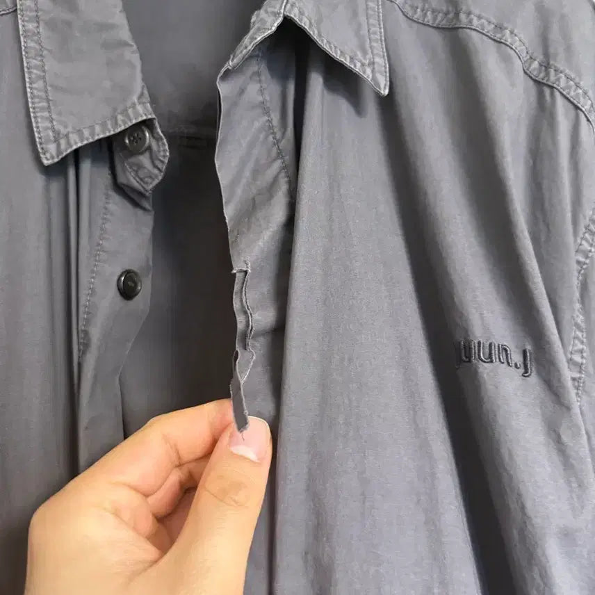 [BUNJANG] Juun.J String Shirt Charcoal L / 준지스트링셔츠 L