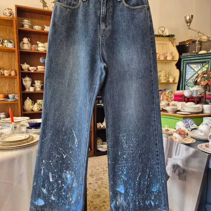 [BUNJANG] Painting Denim Wide Pants / 페인팅 데님 와이드 팬츠