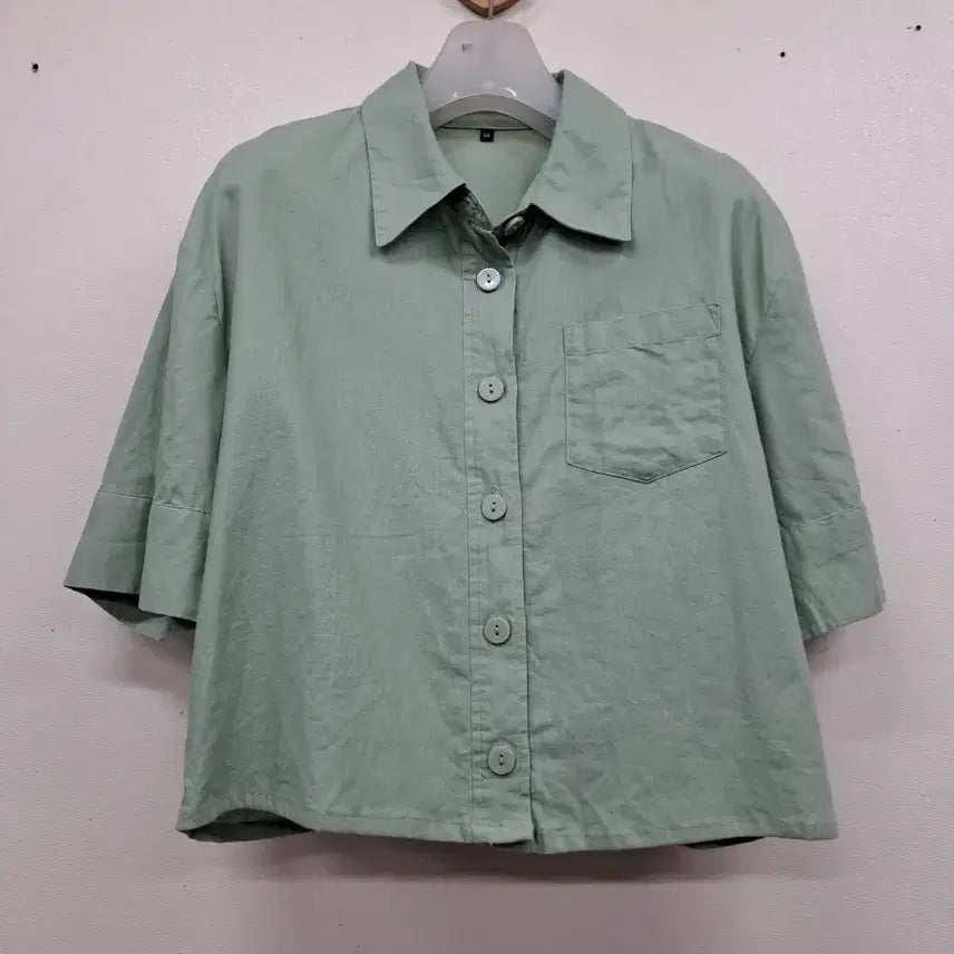 [BUNJANG] Linen Short Sleeve Shirt Size 66 / 마 숏 셔츠66