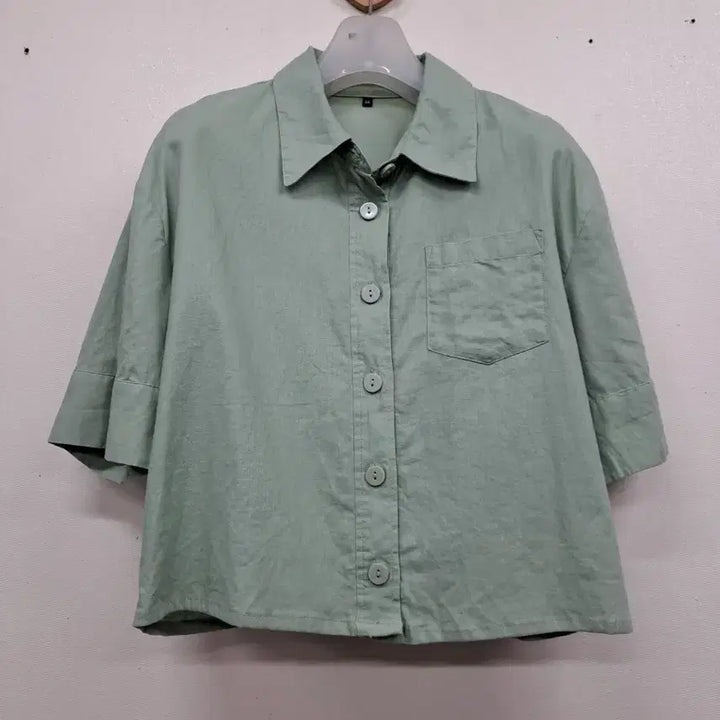 [BUNJANG] Linen Short Sleeve Shirt Size 66 / 마 숏 셔츠66