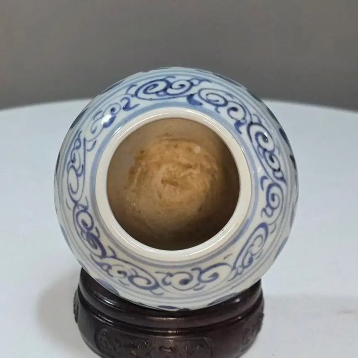 [BUNJANG] Joseon Dynasty White Porcelain Vase with Blue Underglaze Floral Decoration / 백자청화화훼전지문소호