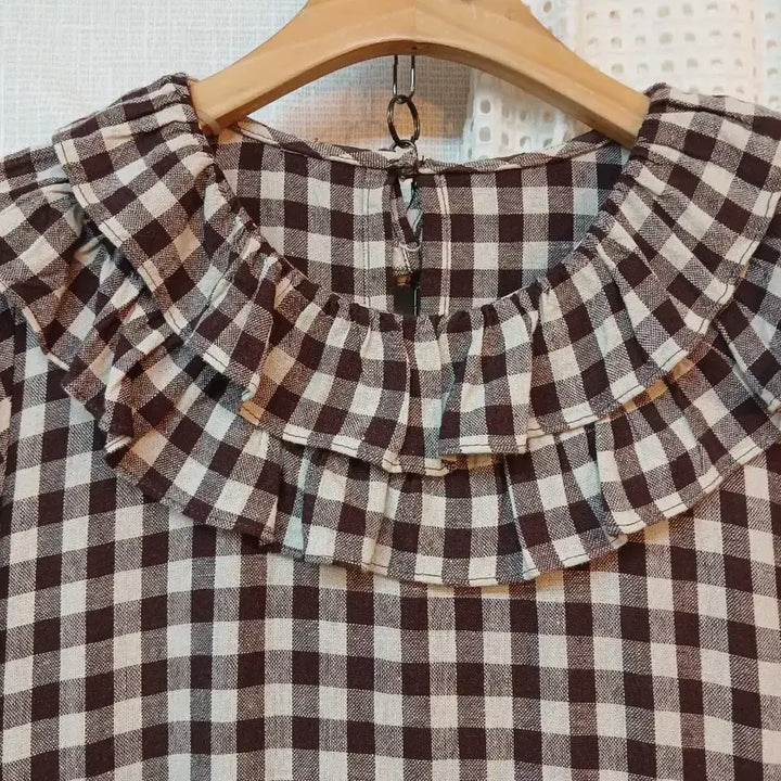 [SOLD OUT] 체크 프릴 레이스 롱 원피스 free
