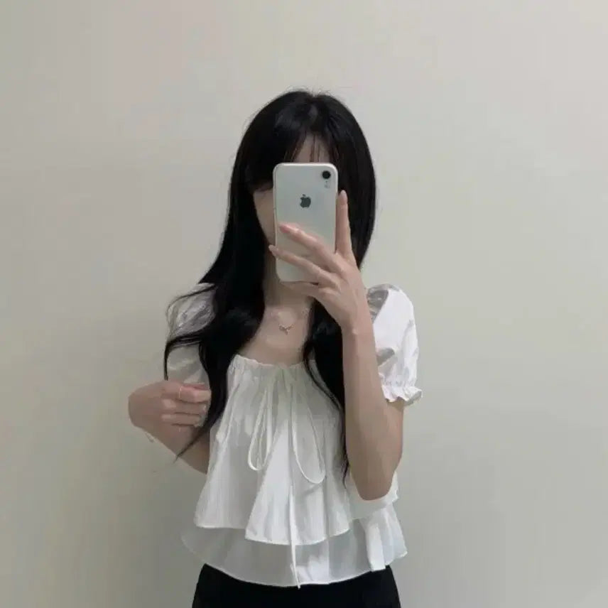 [BUNJANG] Frill Blouse Summer Short Sleeve Ruffle / 새상품)프릴 블라우스 여름 반팔 캉캉