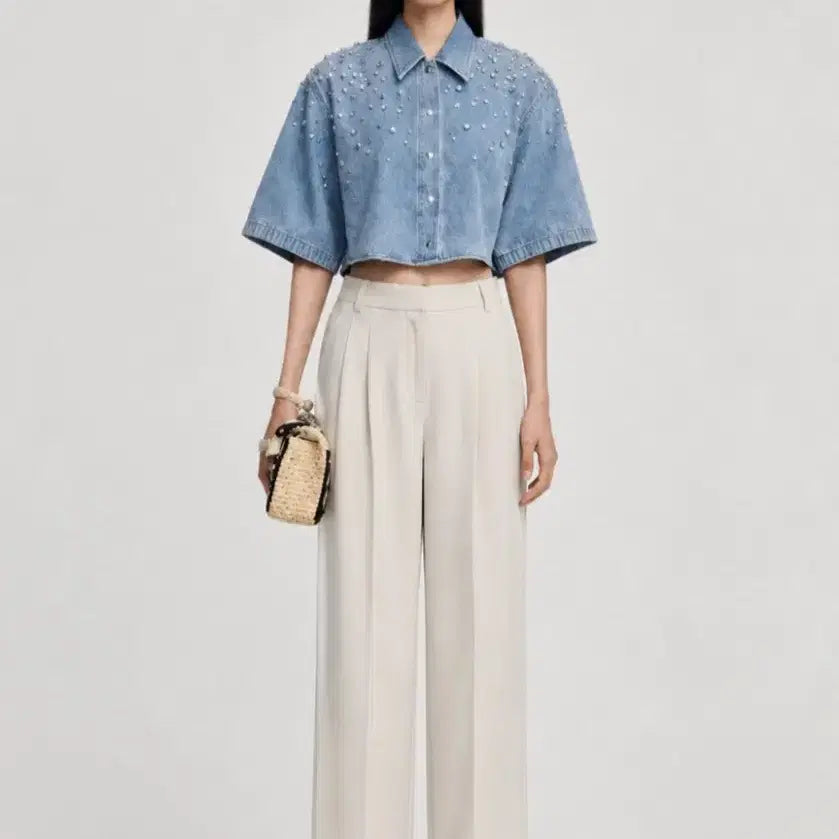 [BUNJANG] Sandro Two-Tuck Wide Pants Beige Size 43 / 산드로 투턱 와이드 팬츠 43사이즈 (구입가58만원)
