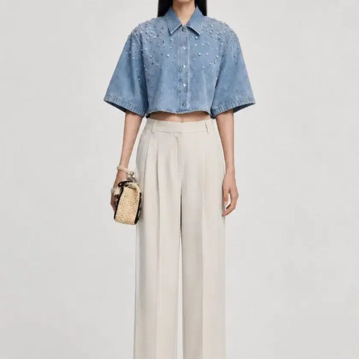 [BUNJANG] Sandro Two-Tuck Wide Pants Beige Size 43 / 산드로 투턱 와이드 팬츠 43사이즈 (구입가58만원)