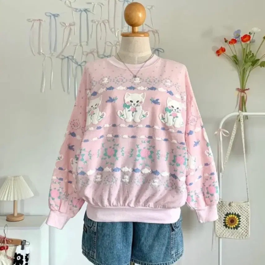[BUNJANG] Vintage Scarab Cat Sweatshirt / 빈티지 scarab 고양이 맨투맨