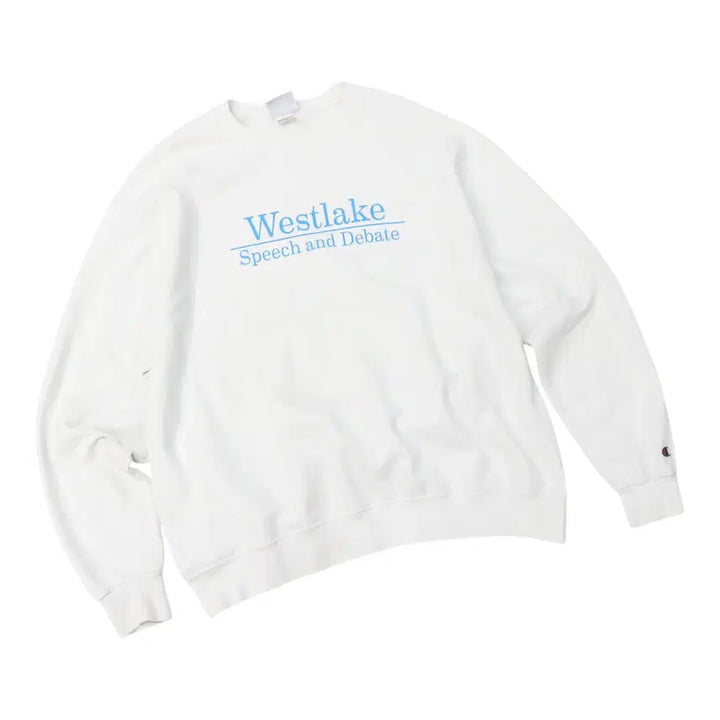 [BUNJANG] Champion Westlake Speech &amp; Debate Sweatshirt White XL / 챔피온 빈티지 Westlake 스피치 앤 디베이트 화이트 맨투맨 (XL)