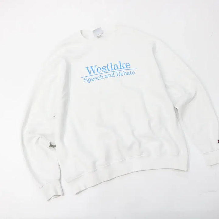 [BUNJANG] Champion Westlake Speech &amp; Debate Sweatshirt White XL / 챔피온 빈티지 Westlake 스피치 앤 디베이트 화이트 맨투맨 (XL)